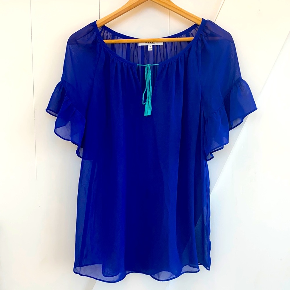 Milly for Design Nation size medium sheer blue blouse